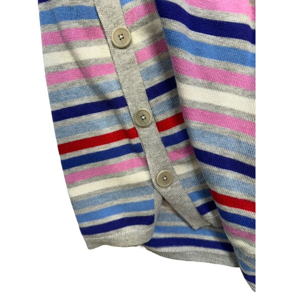 Talbots Womens Striped Button-Detail Sweater Medium Gray Pink Blue - Picture 4 of 12